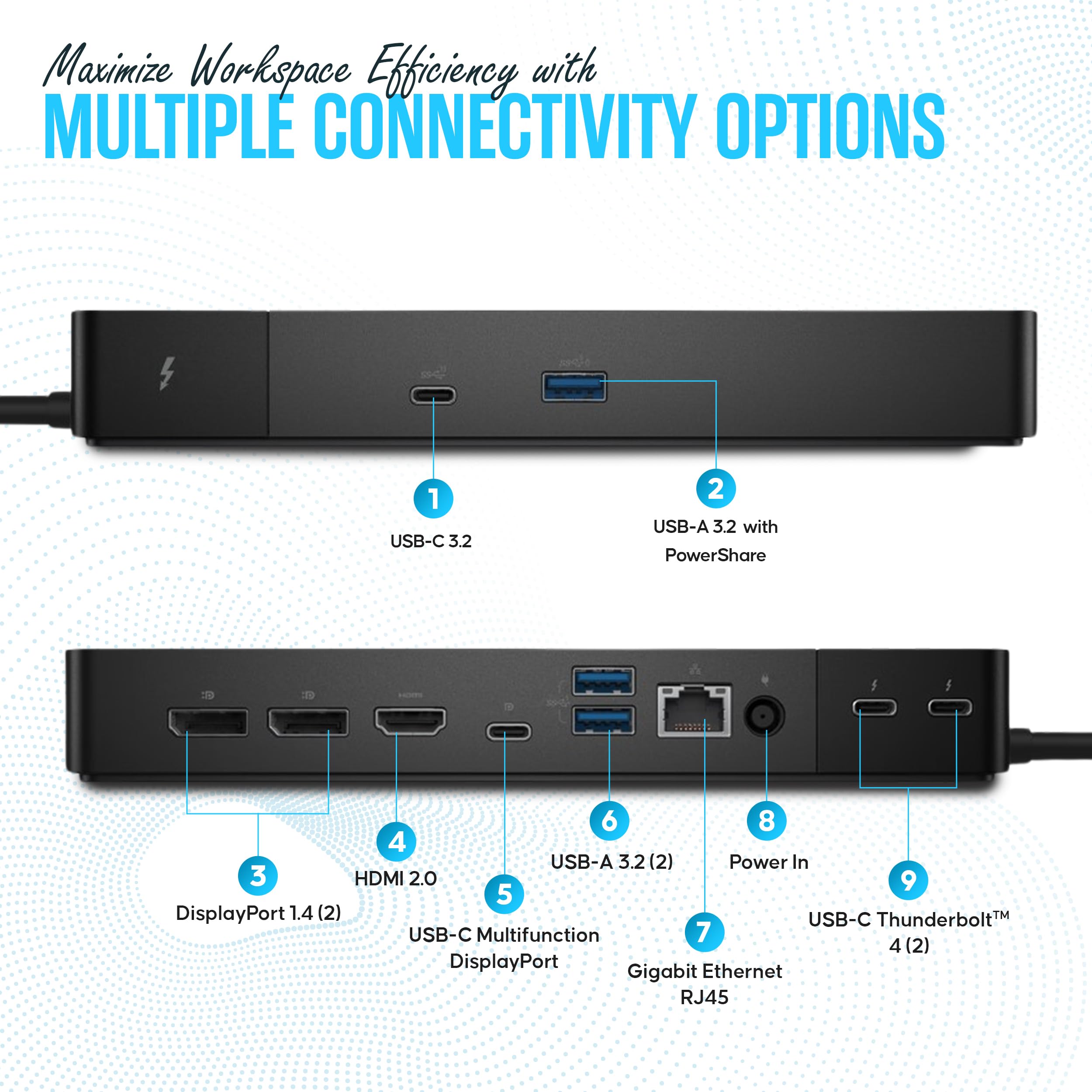Wd22Tb4 Dell Docking Station Thunderbolt 4 Dock   1 Year Warranty   Dell Dock Station With 180W Dell Ac Adapter, Hdmi Cable, Dis